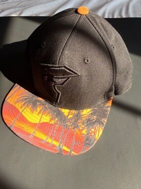 Black Snapback Hat with Orange Sunset Brim